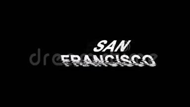 旧金山Glitch<strong>效果图</strong>数字电视扭曲4K循环动画